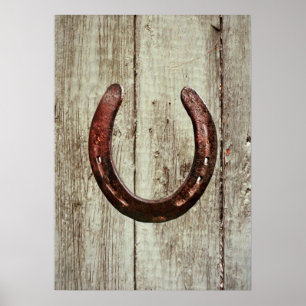 Rustisch Land Western Hoefijzer Poster Barn Wood