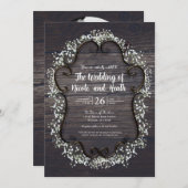 Rustisch land Westerne baby's, breath en hout Kaart (Voorkant / Achterkant)