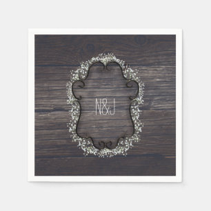 Rustisch land Westerne baby's, breath en hout Servetten