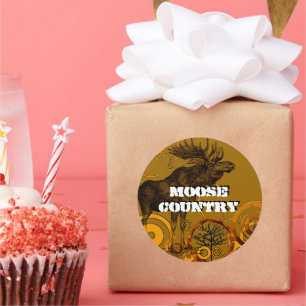 Rustisch land Wilde Moose Land Ronde Sticker