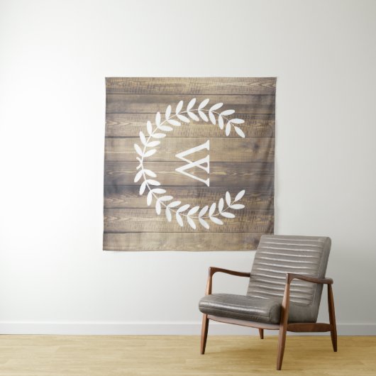 Rustisch land: Witte Laurels & Barn Wood Wandkleed (In Situ (horizontaal))