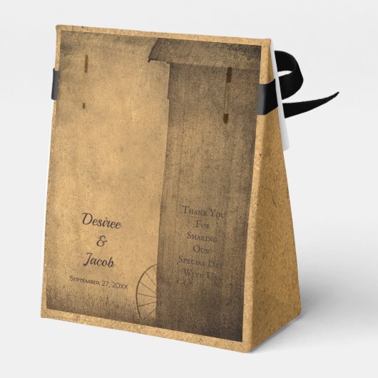 Rustisch Land Wood Barn  Western huwelijk Bedankdoosjes (Achterkant)