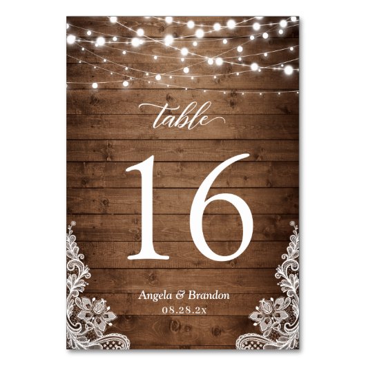 Rustisch Land Wood Twinkle Lights Weddenschap Kaart (Achterkant)