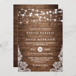 Rustisch Land Wood Twinkle Lights Weddenschap Kaart