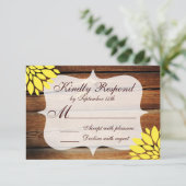 Rustisch Land Wood Yellow Flower Wedding RSVP (Staand voorkant)