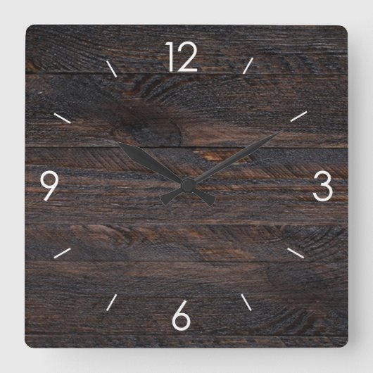 Rustisch Land Wooden Decor Vierkante Klok (Voorkant)