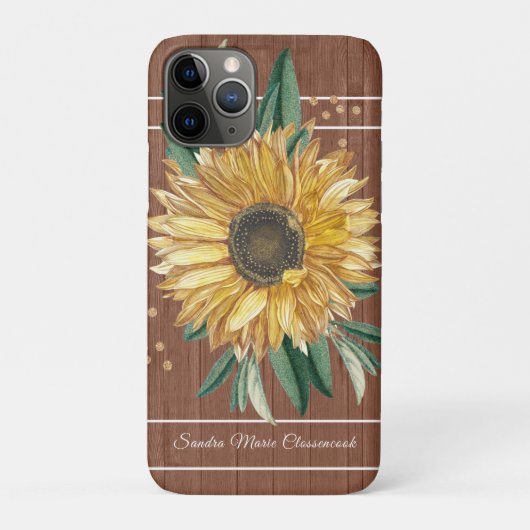 Rustisch Land Yellow Sunflower Brown Wood Case-Mate iPhone Case (Achterkant)