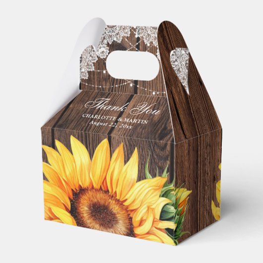 Rustisch land Zonnebloem Berichten Bedankt Bedankdoosjes (Achterkant)