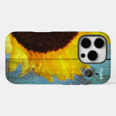 Rustisch Land Zonnebloem Blauwgroen Hout Gepersona Case-Mate iPhone Case (Achterkant (horizontaal))