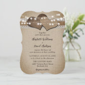 Rustisch landburlap trouwerij kaart (Staand voorkant)