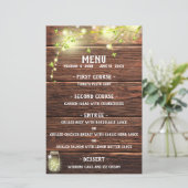 Rustisch landhouten Mason Jar Lights Wedding Menu (Staand voorkant)