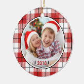 Rustisch landrode witte en zwarte flatpanel keramisch ornament (Links)