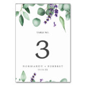 Rustisch Lavender en Eucalyptus Table Number Kaart (Achterkant)