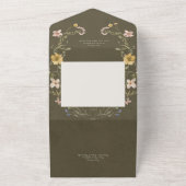 Rustisch Lijst met groene wilde bloem All In One Uitnodiging (Buitenkant)