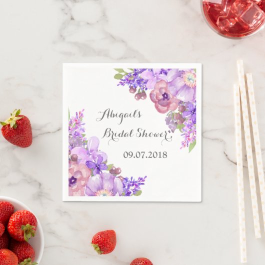 Rustisch Lila Paars Floral Vrijgezellenfeest Napki Servetten (Insitu)