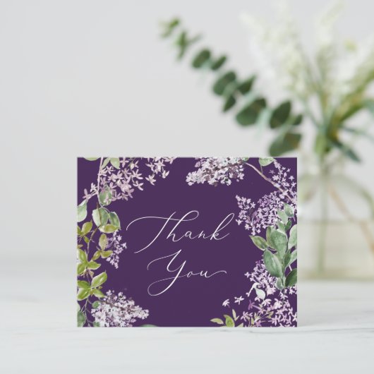 Rustisch Lila | Paarse dank-uw-kaart Bedankkaart (Staand voorkant)