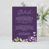 Rustisch Lila | Paarse huwelijksgegevens Informatiekaartje (Staand voorkant)