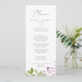 Rustisch menu Lila bruiloft (Staand voorkant)