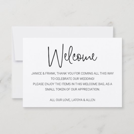 Rustisch met Names Welcome Wedding Gift Basket (Voorkant)