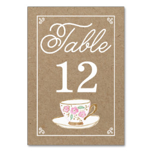Rustisch modern Teacup Table Number Kaart