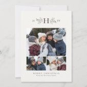 Rustisch monogram, drie foto feestdagenkaart (Voorkant)