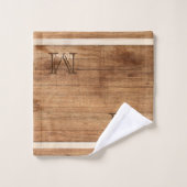 Rustisch monogram met houttoon bad handdoek (Wasdoekje)