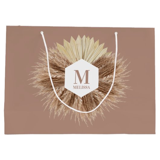 Rustisch monogram Neutrale Kleuren Warm Groot Cadeauzakje (Achterkant)