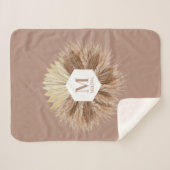 Rustisch monogram Neutrale Kleuren Warm Sherpa Deken (Voorkant (horizontaal))