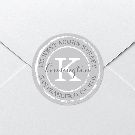  Rustisch Monogram | Rond adres Ronde Sticker