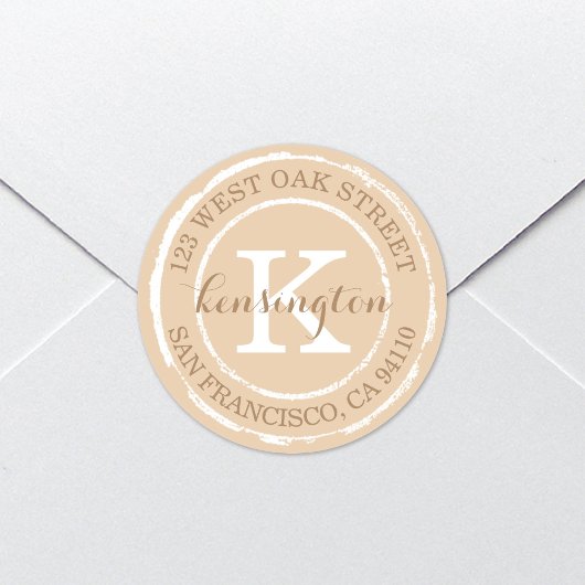 Rustisch Monogram | Rond adres Ronde Sticker