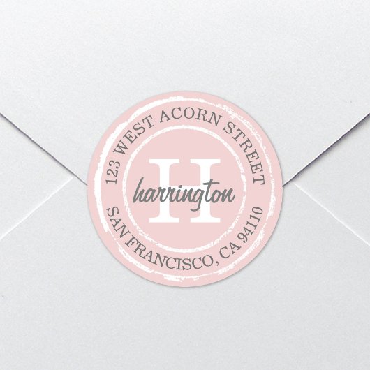  Rustisch Monogram | Rond adres Ronde Sticker