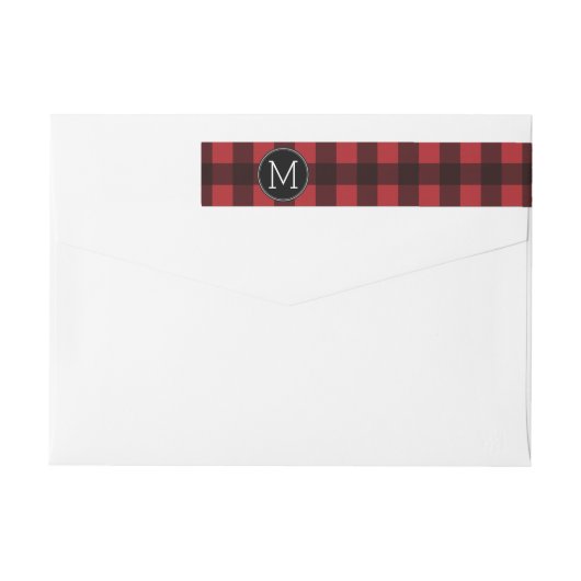 Rustisch monogram rood en zwart buffel patroonmono (Achterkant)