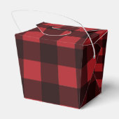 Rustisch monogram rood en zwart buffel patroonmono bedankdoosjes (Achterkant)