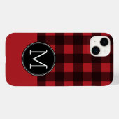 Rustisch monogram rood en zwart buffel patroonmono Case-Mate iPhone case (Achterkant (horizontaal))