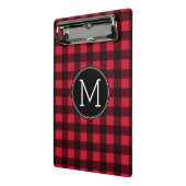 Rustisch monogram rood en zwart buffel patroonmono mini klembord (Angled2)