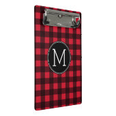 Rustisch monogram rood en zwart buffel patroonmono mini klembord (Schuin)