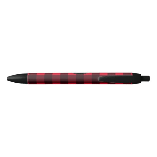Rustisch monogram rood en zwart buffel patroonmono zwarte inkt pen (Achterkant)