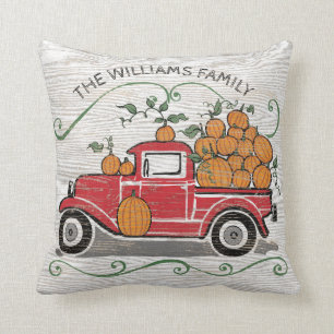 Rustisch  monogram roodpompoenen kussen