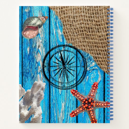 Rustisch Nautical Blue Wood Burlap Starfish Recipe Notitieboek (Achterkant)