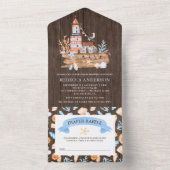 Rustisch Nautical Lighthouse Baby shower All In One Uitnodiging (Binnen)