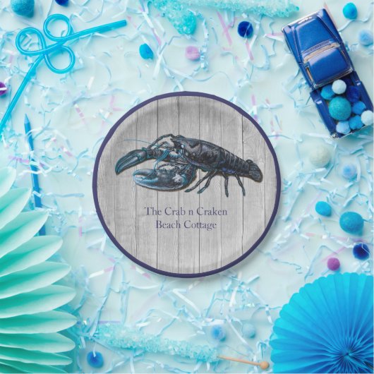 Rustisch Nautical Navy kreeft Papieren Bordje (Feest)