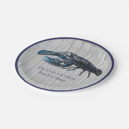 Rustisch Nautical Navy kreeft Papieren Bordje (Gekanteld)
