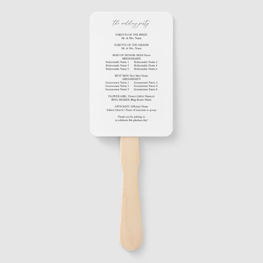 Rustisch neutraal Boho Floral Wedding Programme Handwaaier (Achterkant)