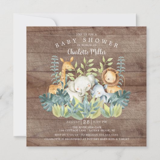 Rustisch Oerwoud Baby shower Kaart (Voorkant)