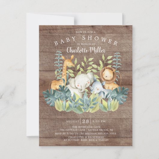 Rustisch Oerwoud Dieren Neutraal Baby shower Kaart (Voorkant)