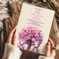 Rustisch Oerwoud Floral Pink Dinosaur Baby shower