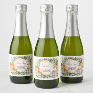Rustisch Oerwoud Safari Animals Baby shower Favors Sparkling Wijnetiket