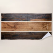Rustisch ontwerp met houtafoon Monogram stripe Strandlaken (Voorkant)