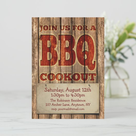  Rustisch ontwerp van hout - Uitnodiging via de BB (Staand voorkant)