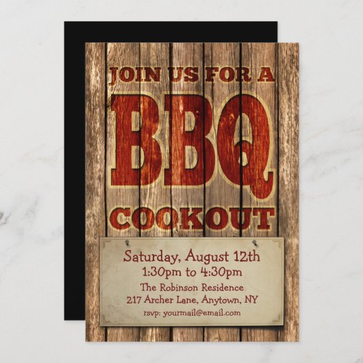 Rustisch ontwerp van hout - Uitnodiging via de BB (Voorkant / Achterkant)